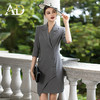 AD高级感灰色西装连衣裙女设计感小众不规则A字裙时尚垫肩西服裙 商品缩略图2