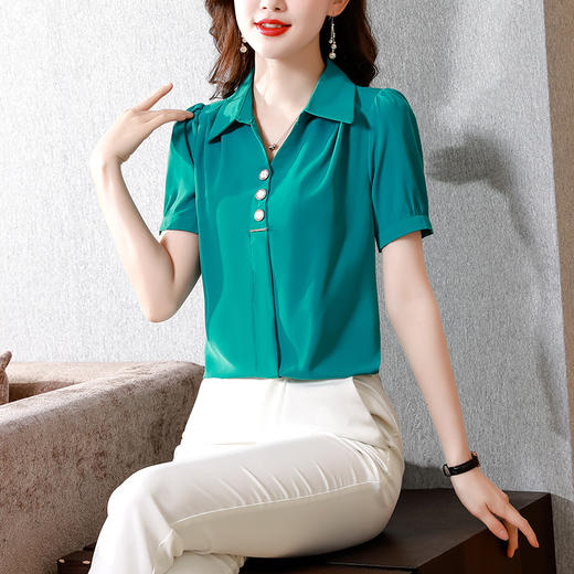 修身显瘦，雪纺衫气质锻面女设计感潮流衬衫KQL-8550 商品图1