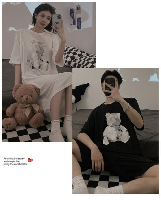 【社群供W】大熊黑白情侣家居服套装（下单后5-7天发货） 商品图3
