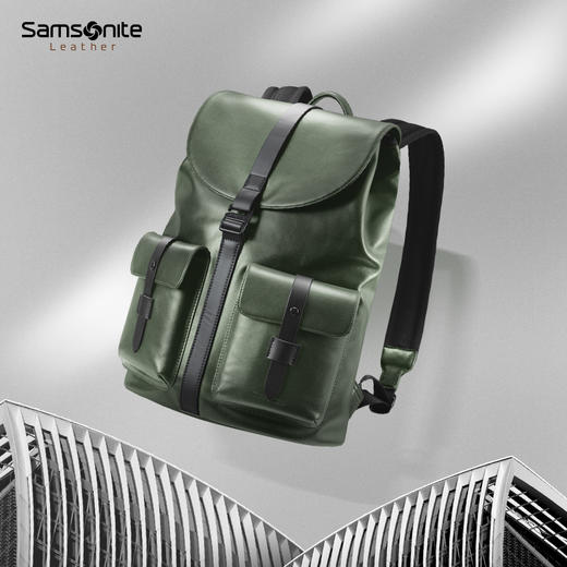 新秀丽时尚翻盖都市新潮牛皮革双肩包NQ5 商品图0