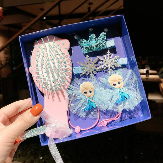 【冰雪奇缘儿童发夹套装】爱莎公主发饰套装礼盒皇冠头饰梳子假发头绳 商品图7