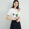 EITIE爱特爱夏季新款时尚舒适纯棉百搭印花圆领白T恤上衣女B2213918 商品缩略图3
