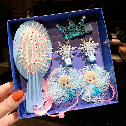 【冰雪奇缘儿童发夹套装】爱莎公主发饰套装礼盒皇冠头饰梳子假发头绳 商品图1