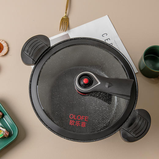 【官方正品保证】	欧乐菲微压煮汤锅炖锅焖锅微压家用双耳蒸煮炖燃气灶电磁炉汤锅24cm	OLOWY-24A1 商品图6