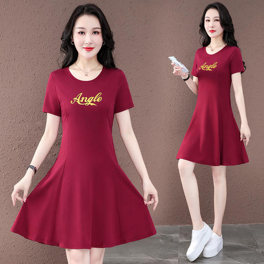 时尚显瘦休闲气质连衣裙，克莱因蓝短纯棉袖连衣裙TR-8166 商品图5