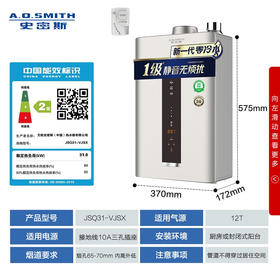 史密斯 专利1级静音零冷水16升增压恒温燃气热水器 不锈钢换热器8年包换 家用恒温 JSQ31-VJSX(天然气)