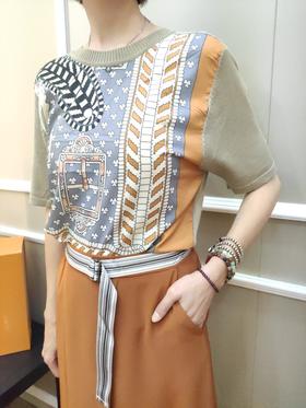 女印花针织娟丝短袖