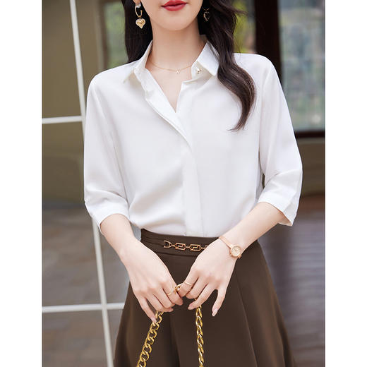 简约气质~大方中袖衬衫套装 商品图2