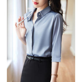 简约气质~大方中袖衬衫套装