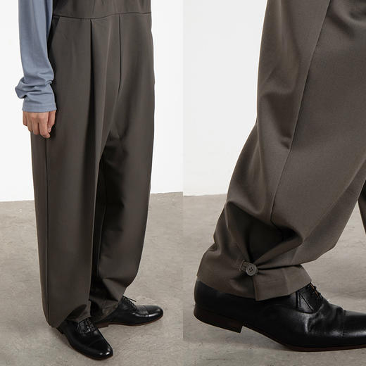 CryingCenter 懒人利器 挺阔造型西装背带裤 桦茶色 商品图3