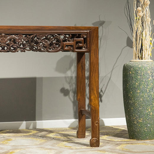 清 红木透雕螭龙纹四面平条桌 商品图3