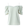 EITIE爱特爱夏新款通勤显瘦直筒短款一字肩泡泡袖雪纺衫上衣B2213910 商品缩略图4