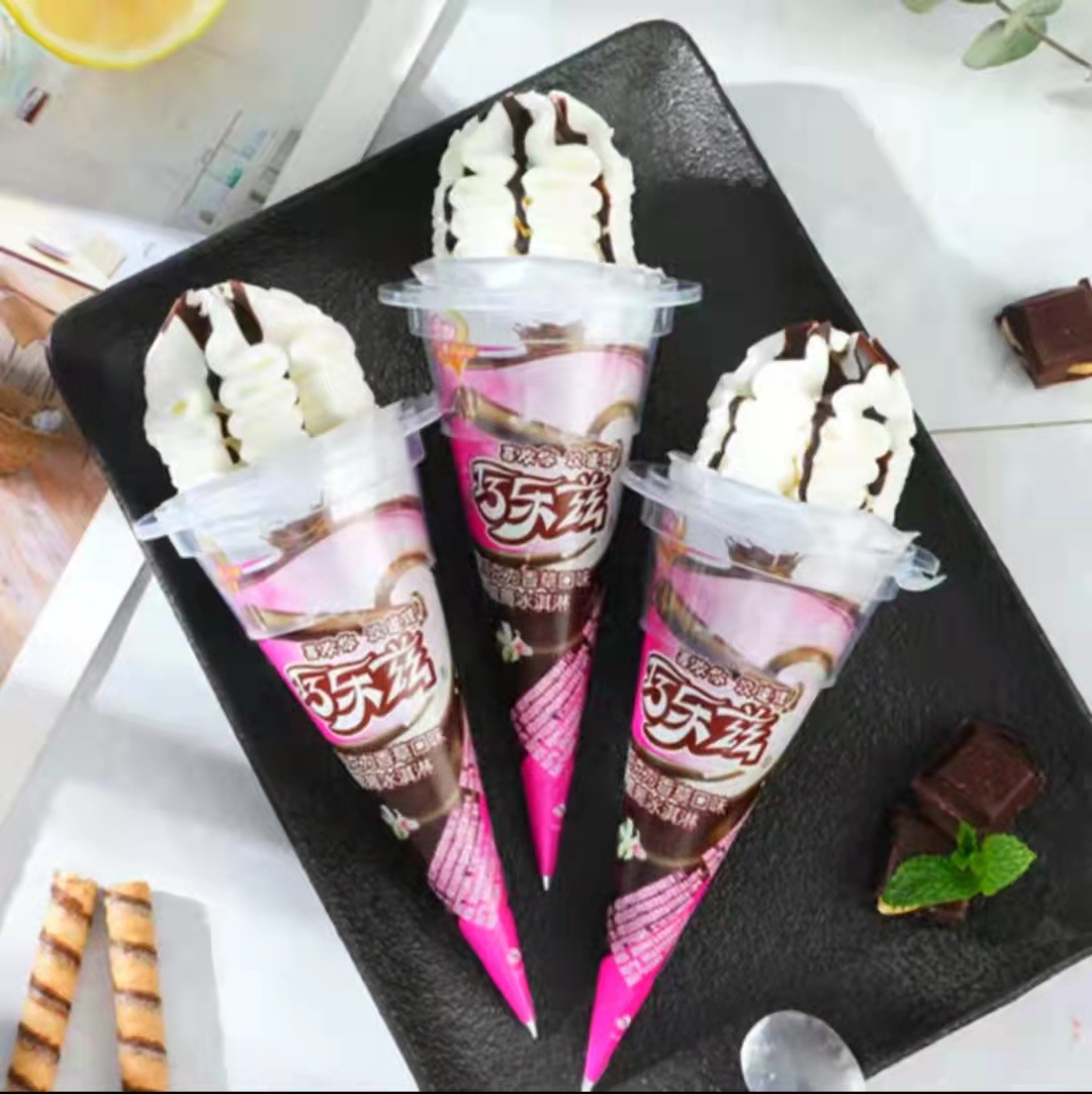 巧乐兹巧克力香草口味脆筒冰淇淋85克