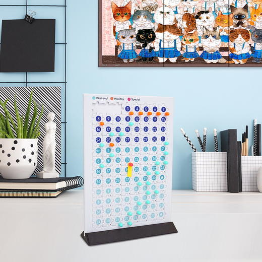 【折扣商品 不退不换】384片 月历拼图 塑料拼图 HR1009 瓜几拉-猫咪毕业照 商品图3