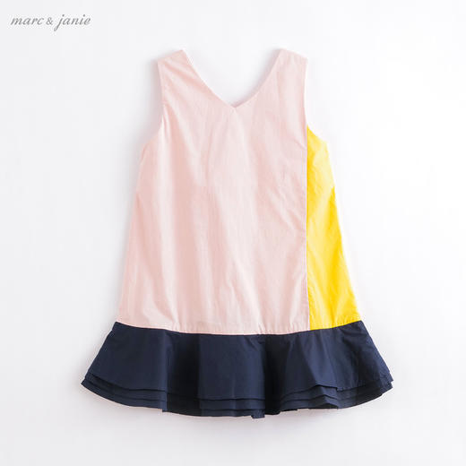 马克珍妮夏装新款 女童三色拼接纯棉背心连衣裙20372 商品图0