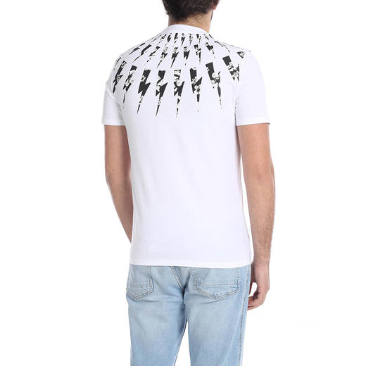 NEIL BARRETT 尼奥.贝奈特 男士闪电印花圆领短袖T恤 白色 BJT513B L578S 03 商品图2