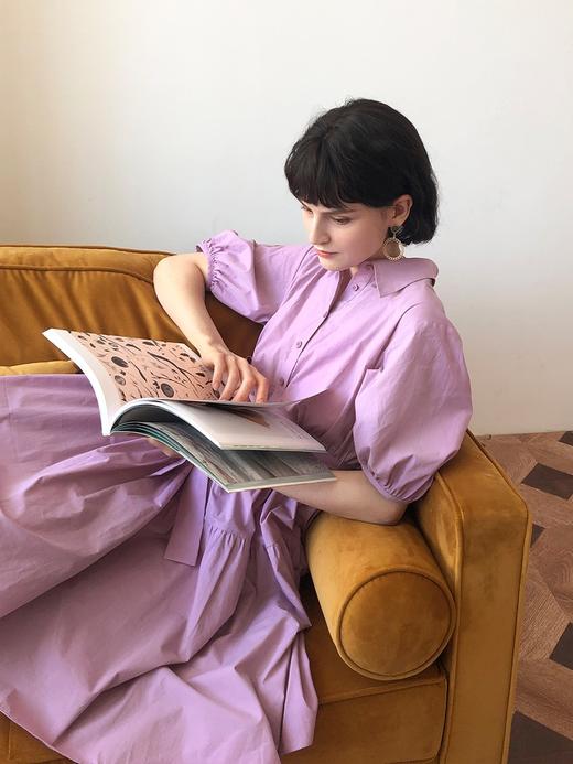 HeyDress白色连衣裙女夏季纯棉衬衫法式复古泡泡袖收腰气质长裙子 商品图1