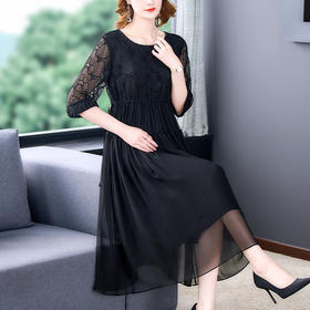 AHM xmys2248贵妇人时尚气质大码仿真丝连衣裙