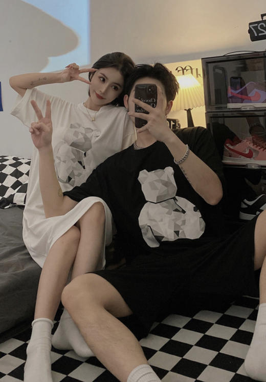 【社群供W】大熊黑白情侣家居服套装（下单后5-7天发货） 商品图1