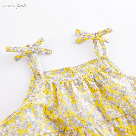 马克珍妮夏装新款 女童舒适棉麻蝴蝶结吊带小衫220658 商品图2