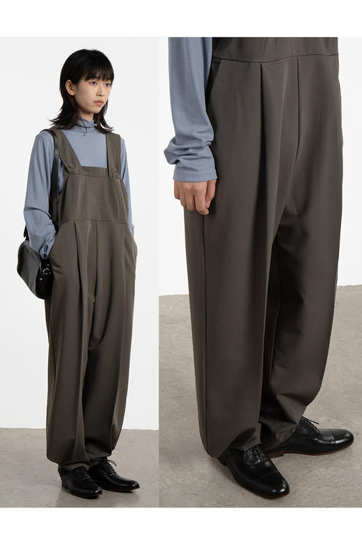 CryingCenter 懒人利器 挺阔造型西装背带裤 桦茶色 商品图5