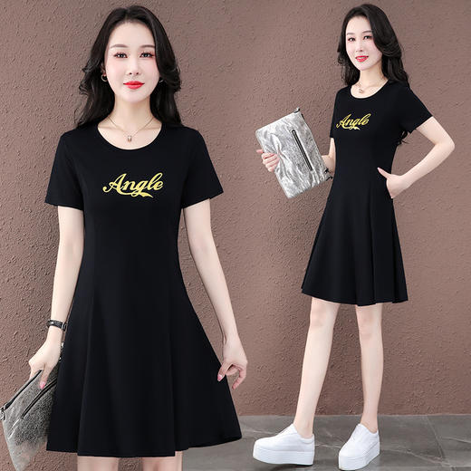 时尚显瘦休闲气质连衣裙，克莱因蓝短纯棉袖连衣裙TR-8166 商品图4