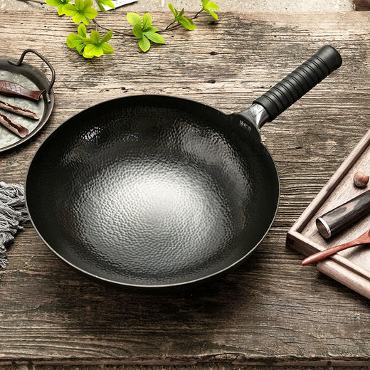 【官方正品保证】	欧乐菲（OLOFE）老关东章丘铁锅 黑炒锅手打圆底炒菜锅老式锅无涂层煤气燃气通用 章丘铁锅黑麒麟34cm-OLOZQ-34D 商品图0