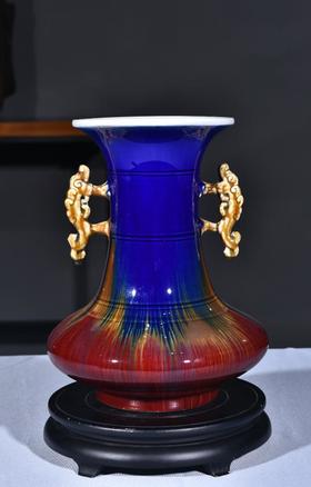 窑变花釉双耳瓶