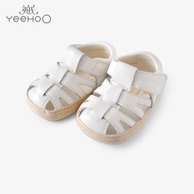 英氏婴儿凉鞋春夏新生宝宝软底羊皮防踢夏季包头鞋YFXFJ22040A