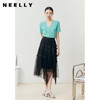 NEELLY纳俪商场同款网纱拼接半身裙女不规则纱裙夏季松紧腰A字裙N22041E01025 商品缩略图1