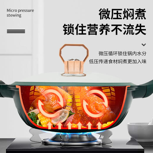 【官方正品保证】欧乐菲巴宝克西欧绿麦饭石色微压多用炒锅32cm（OLOWY-32A1） 商品图2
