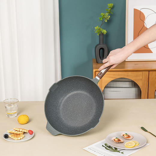 【官方正品保证】欧乐菲巴宝克德式麦饭石色深炒锅平底锅32cm（OLOBD-32A1） 商品图3