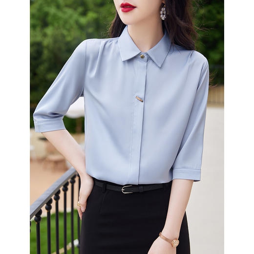 夏季简约气质大方中袖衬衫套装 商品图3
