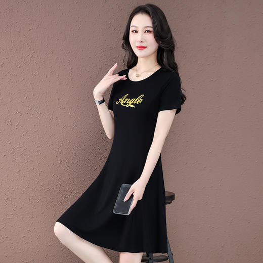 时尚显瘦休闲气质连衣裙，克莱因蓝短纯棉袖连衣裙TR-8166 商品图2