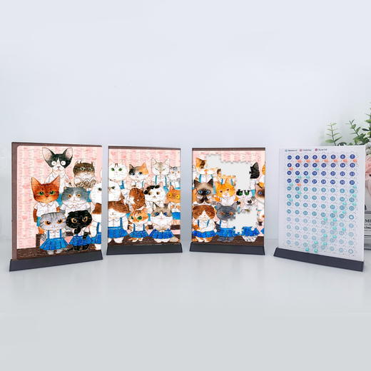 【折扣商品 不退不换】384片 月历拼图 塑料拼图 HR1009 瓜几拉-猫咪毕业照 商品图4