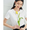 EITIE爱特爱夏季新款时尚百搭舒适盘扣装饰白色纯棉T恤上衣女B2213916 商品缩略图2