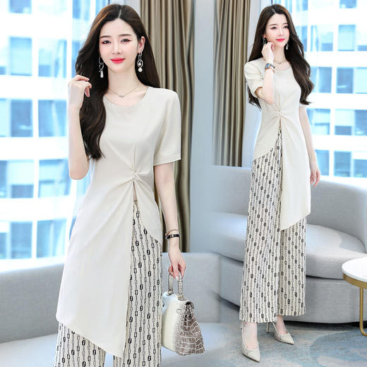 WZNH WY88019夏季通勤轻熟风女装chic韩风高级感俏皮活泼盐系穿搭裙子两件套装 商品图0