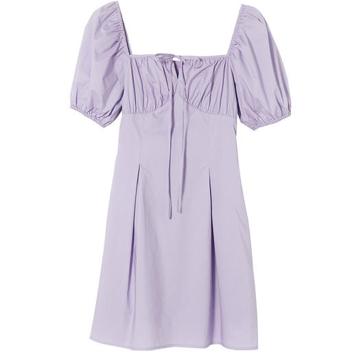 西遇紫色方领连衣裙女夏2022年新款性感修身挂脖裙子设计V0920614 商品图4