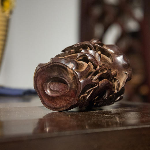 清 紫檀木透雕海棠纹杯 商品图3