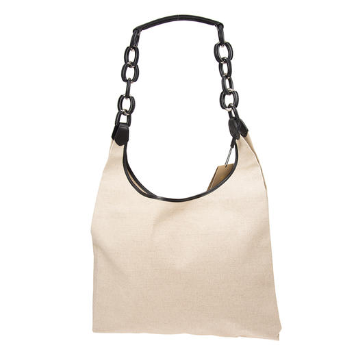 【二】BURBERRY 巴宝莉 女士中号战马徽标印花帆布皮革单肩购物袋 米白色 4075566 00100 商品图2