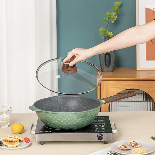 【官方正品保证】欧乐菲巴宝克德式麦饭石色深炒锅平底锅32cm（OLOBD-32A1） 商品图2