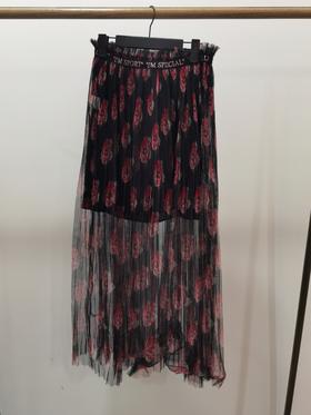 【S3】臣禾网纱拼字母织带半裙9101920322