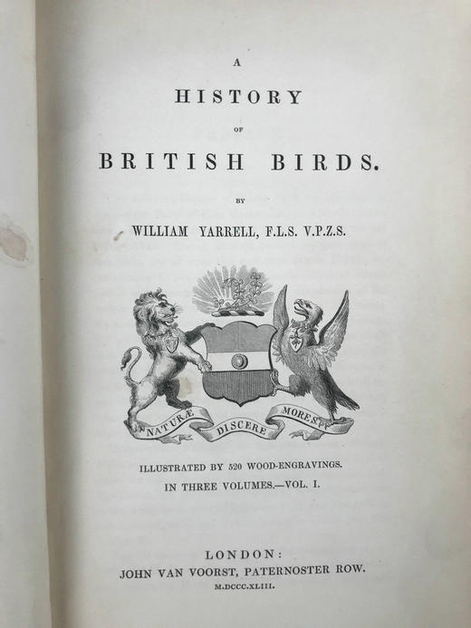 1843年 亚雷尔 英国鸟类史（卷1） 约170幅木版画插图 漆布精装18开 商品图2
