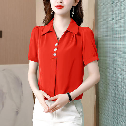 修身显瘦，雪纺衫气质锻面女设计感潮流衬衫KQL-8550 商品图3