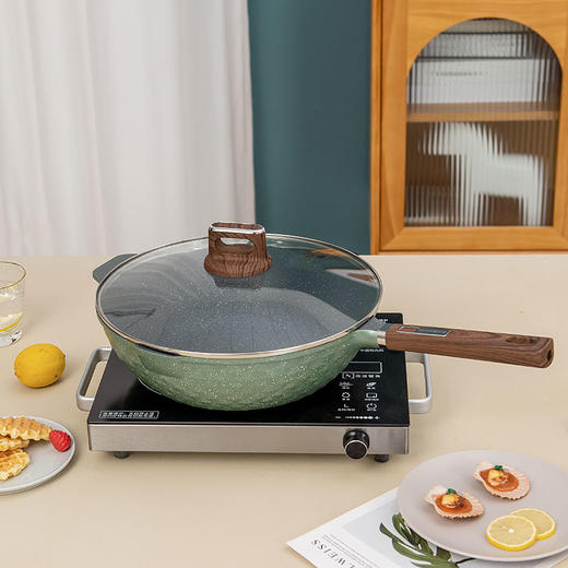 【官方正品保证】欧乐菲巴宝克德式麦饭石色深炒锅平底锅32cm（OLOBD-32A1） 商品图0