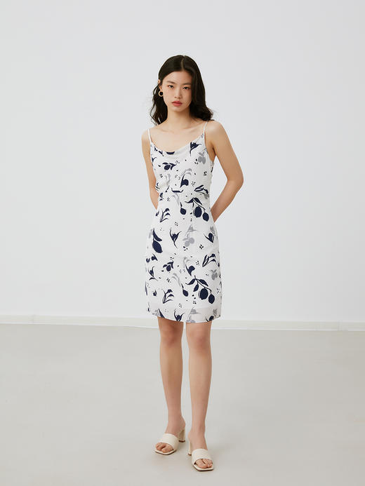 HeyDress荡领碎花吊带连衣裙女夏季法式浪漫印花设计感气质短裙子 商品图1