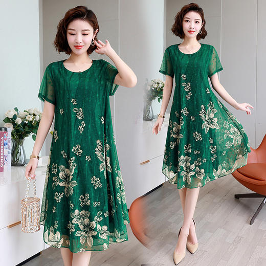 新款时尚潮流气质复古定位花大码宽松中长裙HR-WY827119 商品图1