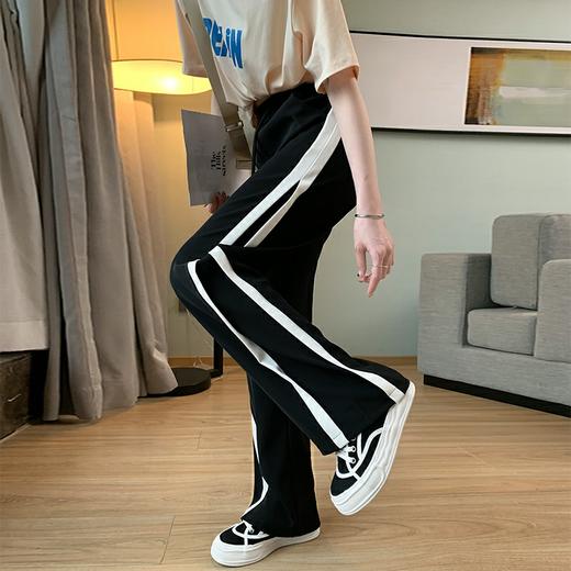 【利落大方显瘦】ESEA义深海网纹松紧腰侧边白条阔腿裤X028款 商品图2