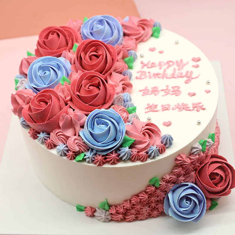 网红手绘蛋糕玫瑰夫人生日蛋糕