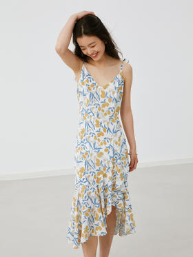 HeyDress柠檬裙丨原创碎花吊带连衣裙女夏季法式鱼尾设计感裙子